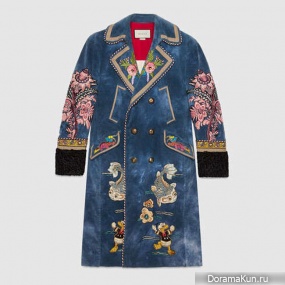 Gucci’s blue velvet embroidered coat