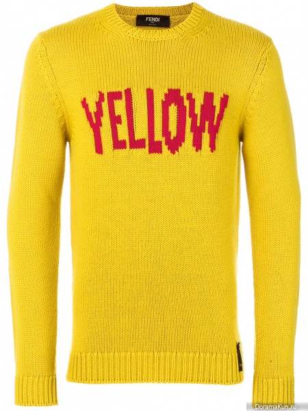 Yellow slogan pullover sweater