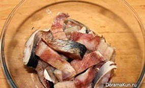 Homemade pickled herring in Korean