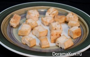 Tofu soup with mushrooms